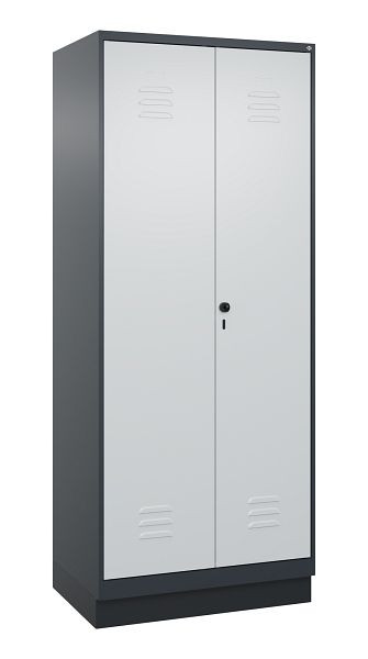 C+P Umkleidespind Classic PLUS, Doppel-Spind, Sockel, 2 Abteile, 1950x800x500mm, 7016/7035, Drehriegel, 080022-22P S10013