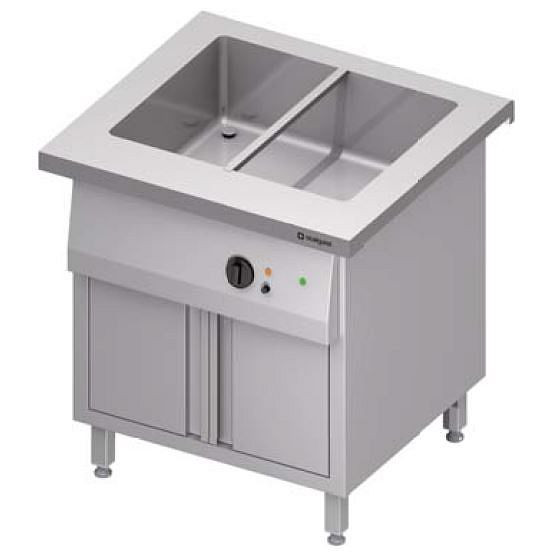 Stalgast bain-marie station "Free Flow" met wasbak 2x GN1/1, warmhoudkast en draaideuren, 799x735x880 mm RVS deksel, FF08114