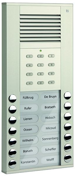 TCS audio huisdeurstation serie ASE 14 belknoppen (rechts/links uitgelijnd) met geïntegreerd codeslot, AP zilver, ASE51140-0010