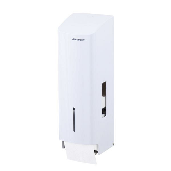 Air Wolf toiletpapierdispenser voor 3 huishoudrollen, Alpha-serie, H x B x D: 377 x 119 x 130 mm, wit roestvrij staal, 60-105