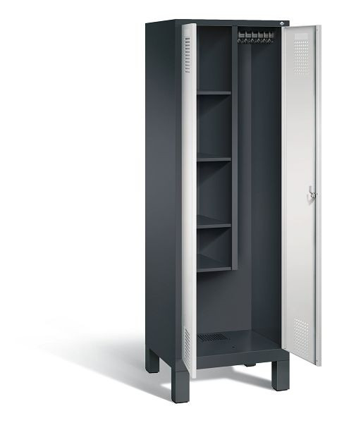 C+P reinigingsmiddelenkast Evolo, H1850xB610xD500mm, kleur: zwartgrijs/lichtgrijs, 48110-00 S10076