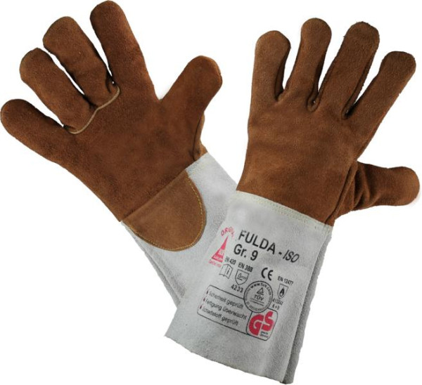 Hase Safety FULDA - ISO, Schweisserhandschuh gefüttert, Rindspaltleder, hitzebeständig, Größe: 10, VE: 6 Paar, 366220-10