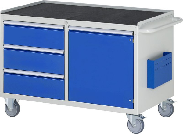 RAU montagewagen serie 7000, B1145 x D650 x H795 mm, metalen onderstel, links: laden: 3xH180mm, rechts: draaideur, 15-LL3.0.8A-MT.11