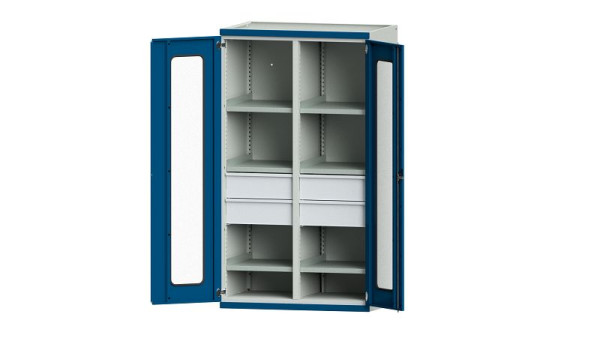 ANKE werkbanken, zware kast, model 202, 1085 x 690 x 1950 mm, zichtvlak van plexiglas, RAL 7035/5010, 621.072