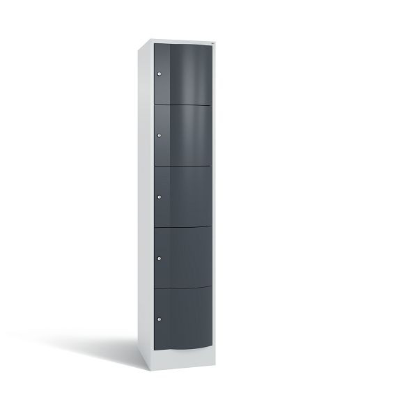 C+P Schließfachschrank Resisto, 5 Fächer, H1950xB396xT540 mm, Grau/Anthrazit, 8570-172 S10259