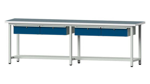ANKE werkbanken werktafel, model 95, 2800 x 700 x 890 mm, RAL 7035/5010, UBP 40 mm, 400.441