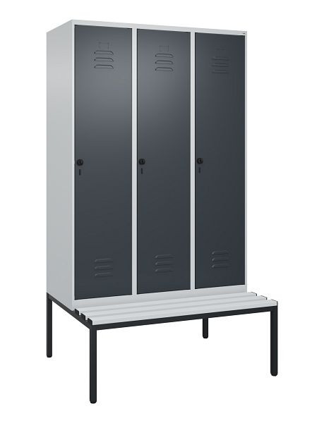 C+P luierkastje Classic PLUS, met onderbank, 3 vakken, 2120x1200x815mm, 7035/7016, draaibare sluiting, 0800507-32 S10038