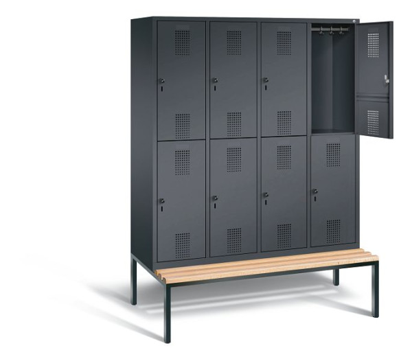 C+P locker dubbeldekker Evolo, H2090xB1590xD810mm, kleur: zwart-grijs, 48350-42 S10014