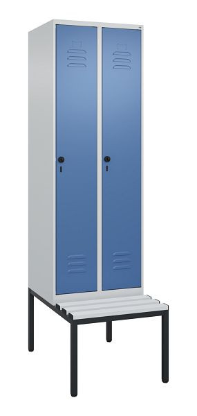 C+P luierkastje Classic PLUS, met onderbank, 2 vakken, 2120x600x815mm, 7035/5023, draaibare sluiting, 0800507-20 S10035
