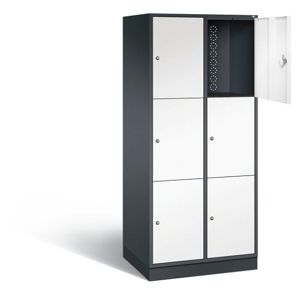 C+P XL lockerkast Intro, H1950xW820xD590mm, kleur: zwartgrijs / verkeerswit, 8370-203 S10090