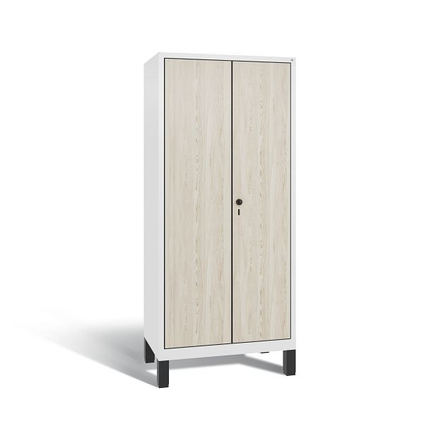 C+P locker Evolo, 2 compartimenten, H1850B810T500 mm, Wit/HPL essen, 48012-22B S10060