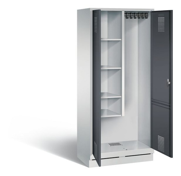 C+P reinigingsmiddelenkast Evolo, H1800xW810xD500mm, kleur: lichtgrijs / zwartgrijs, 48120-02 S10096