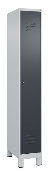 C+P luierkastje Classic PLUS met middenwand, voeten, 1950x300x500mm, 7035/7016, cilinderslot, 080010-10F S10023