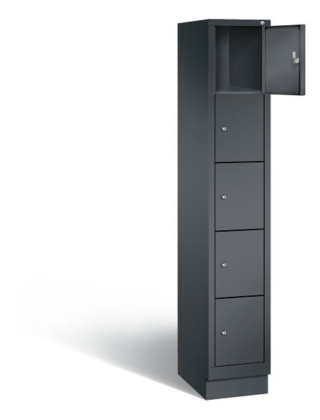 C+P lockerkast Evolo, H1800xB320xD500mm, kleur: zwart-grijs, 48020-105 S10031