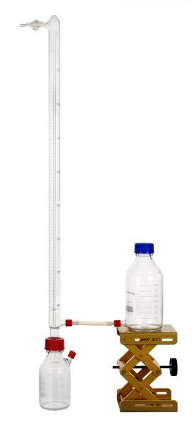 Rettberg eudiometereenheid volgens DIN 38414 deel 8 400 ml eudiometerbuis, 500 ml voorraadvat, 1000 ml niveauvat, 137011008