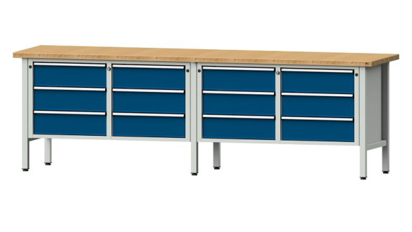 ANKE werkbanken kistwerkbank, model 108 V, 2800 x 700 x 890 mm, RAL 7035/5010, BMP 40 mm, 301.445
