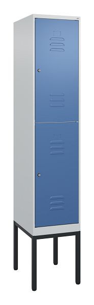 C+P dubbeldekskast Classic PLUS, frame, 2120x400x500mm, 7035/5023, cilindersloten, 0803307-12 S10020