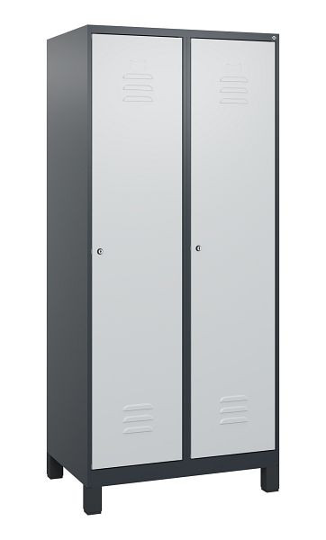 C+P luierkastje Classic PLUS met middenwand, voeten, 2 vakken, 1800x800x500mm, 7016/7035, cilindersloten, 0800107-22F S10028