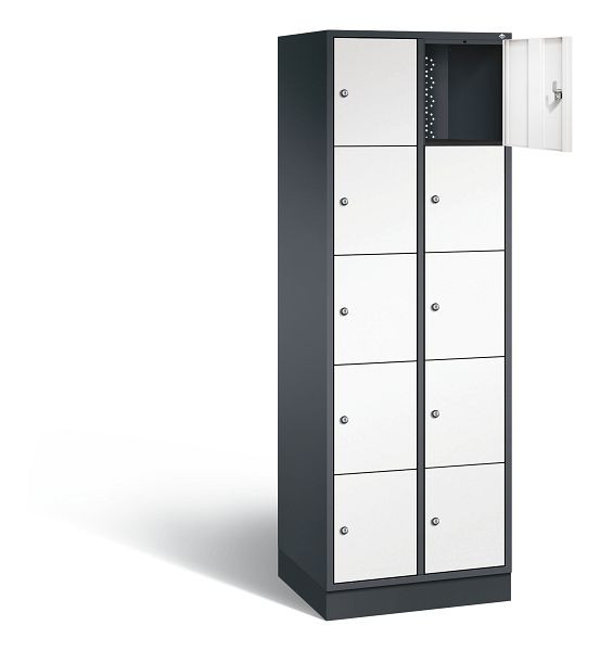 C+P lockerkast Intro, H1950xB620xD490mm, kleur: zwartgrijs / verkeerswit, 8570-201 S10239