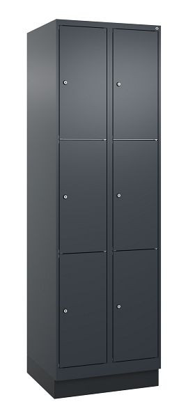 C+P lockerkast Classic PLUS, onderstel, 2 vakken met elk 3 vakken, 1950x600x500mm, 7016/7016, 080020-203 S10015