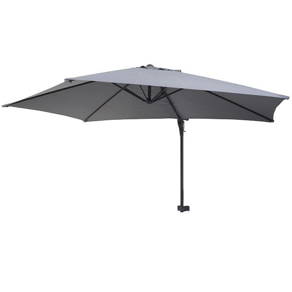 Mendler kamerscherm Casoria, stoplichtparasol, balkonparasol, 3m kantelbaar, polyester aluminium/staal 9kg, grijs, 46822