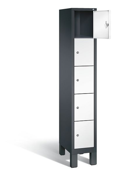 C+P lockerkast Evolo, H1850xB320xD500mm, kleur: zwartgrijs / verkeerswit, 48010-105 S10077