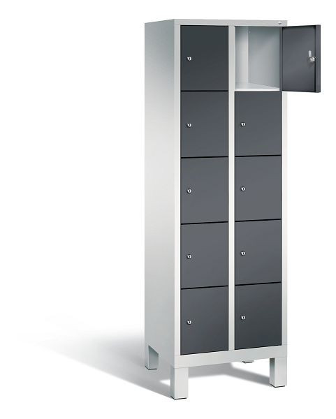 C+P lockerkast Evolo, H1850xB610xD500mm, kleur: lichtgrijs / zwartgrijs, 48010-205 S10110