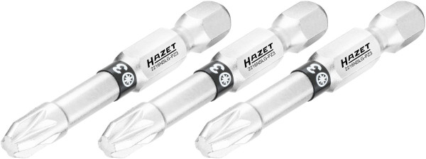 Hazet bit, volle zeskant 6,3 (1/4 inch), Pozidriv profiel PZ, PZ3, aantal gereedschappen: 3, lange uitvoering, sleutelmaat: PZ3, 2216NSLG-PZ3/3