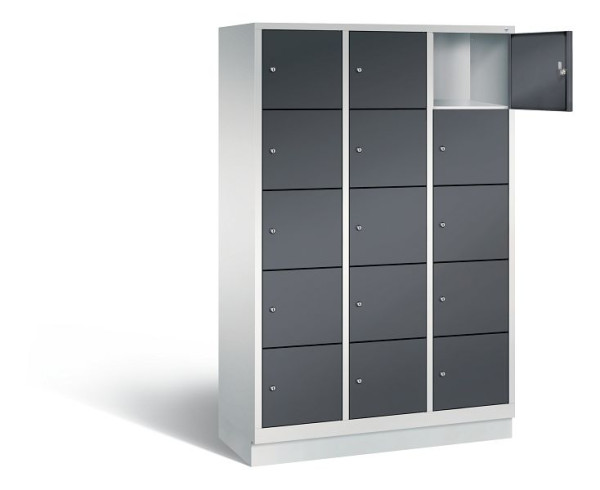 C+P lockerkast Evolo, H1800xB1200xD500mm, kleur: lichtgrijs / zwartgrijs, 48020-325 S10120