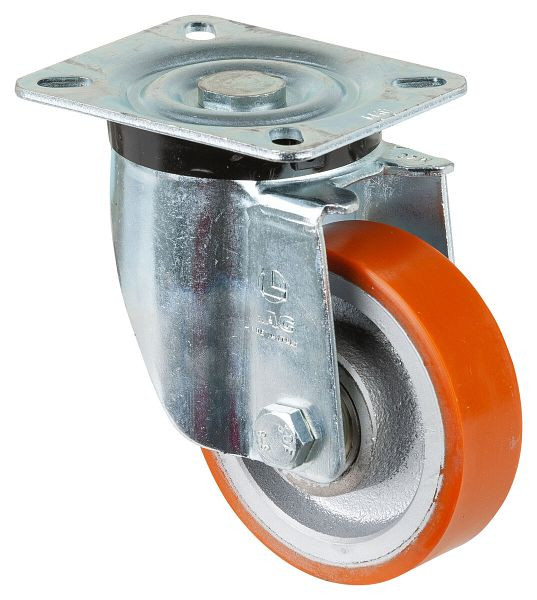 BS Rollen Zwaarlastwiel, wielbreedte 30 mm, wiel-Ø 100 mm, draagvermogen 300 kg, loopvlak polyurethaan gegoten 95 Shore A, gegoten, kogellagers, N100.C10.101