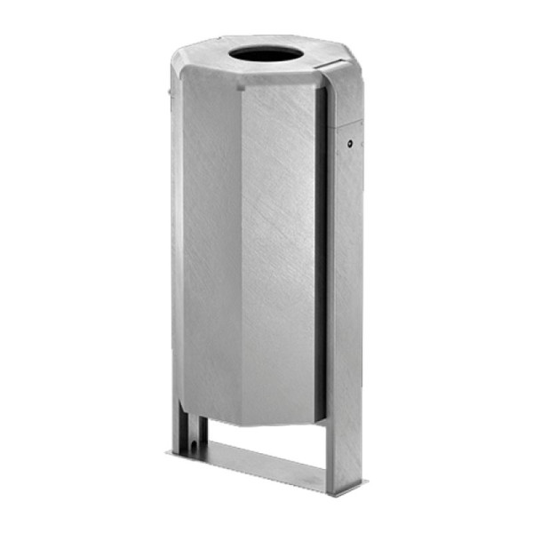 Stone HGS afvalbak -City 1000- met deksel, om in beton te plaatsen, met verlengde dubbele voet /1350mm, bak en voet zonder verf, 19619-01