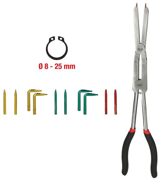 KS Tools griptang met dubbel scharnier voor interne borgringen met verwisselbare punten, 500.7035