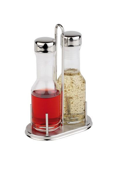 APS azijn-/oliekan, 14,5 x 8,5 cm, hoogte: 23 cm, roestvrij staal 18/8, ovaal, azijn-/olieglascontainer, 200 ml, met roestvrijstalen deksel, 40440