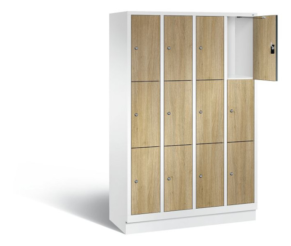 C+P lockerkast Evolo, H1800xB1190xD500mm, kleur: verkeerswit / decor eiken Sereno, 48020-403 S10216