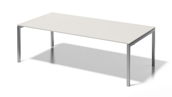 Bisley Cito executive werkplek / vergadertafel, 730 mm vast U-frame, H 19 x B 2400 x D 1200 mm, grijswit / zilver, DUF2412GW355