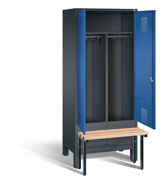 C+P zwart wit kastje Evolo, H1850xW810xD815mm, kleur: zwart grijs / gentiaanblauw, 48032-22 S10014