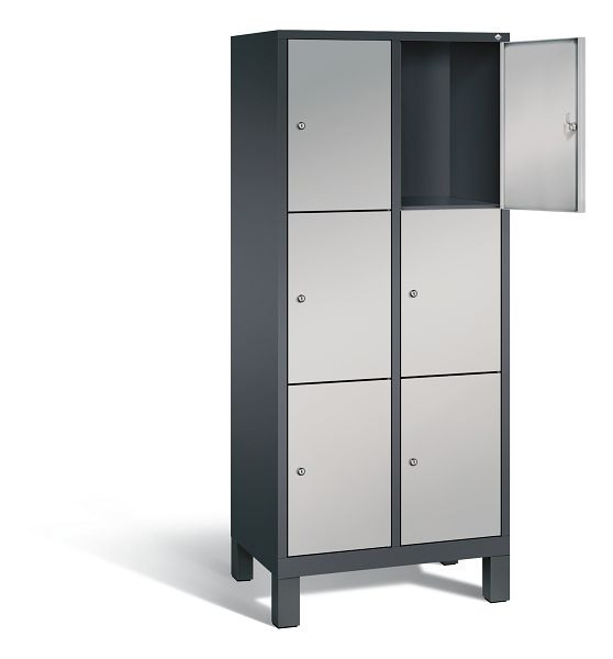C+P lockerkast Evolo, H1850xW810xD500mm, kleur: zwart-grijs/wit aluminium, 48010-223 S10043
