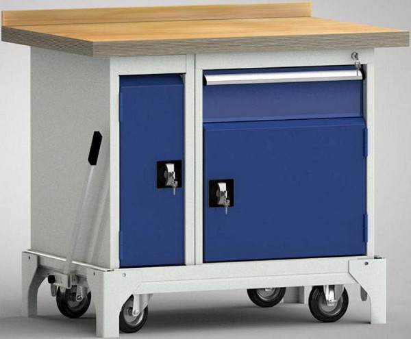 KLW mobiele standaard werkbank - 1000 x 700 x 866 mm L x B x H, WSB95N-1000M40-E7045