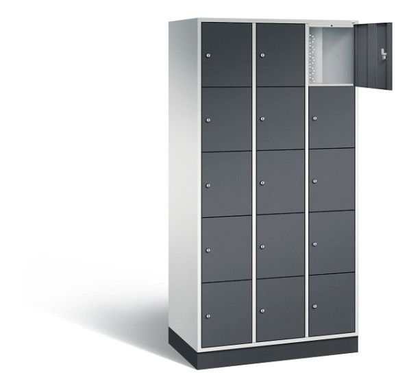 C+P lockerkast Intro, H1950xW920xD490mm, kleur: lichtgrijs / zwartgrijs, 8570-301 S10159