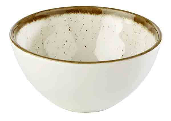 APS schaal -STONE ART-, Ø 12 cm, hoogte: 6 cm, 0,3 liter, melamine, binnenkant: decor, wit, rand: bruin, 84524