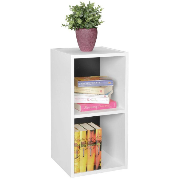 Wohnling staande plank hout 30x60x30 cm modern wit zwart klein, WL5.178