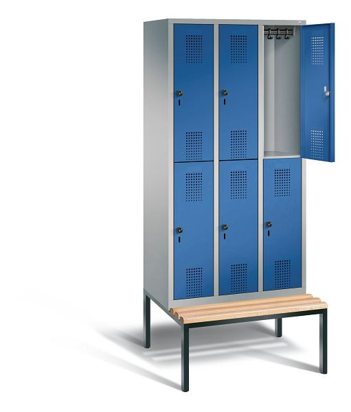 C+P locker dubbeldekker Evolo, H2090xW900xD815mm, kleur: wit aluminium / gentiaanblauw, 48350-30 S10396