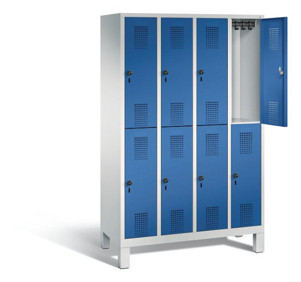 C+P locker dubbeldekker Evolo, H1850xB1190xD500mm, kleur: lichtgrijs / gentiaanblauw, 48310-40 S10192