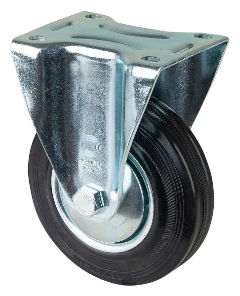 BS rollen transportrol, vaste rol, wielbreedte 37 mm, wiel-Ø 125 mm, draagvermogen 100 kg, zwart rubber, stalen velg, rollager, plaat, LS410.B55.126
