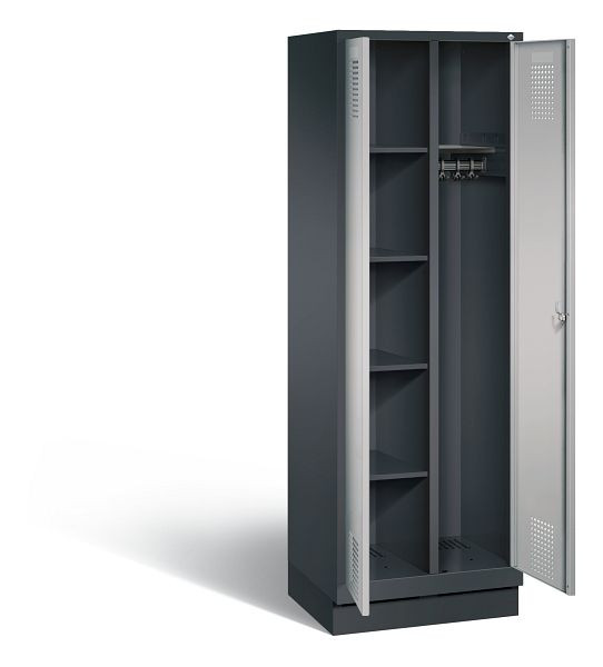 C+P reinigingsmiddelenkast Evolo, H1800xB610xD500mm, kleur: zwart-grijs/wit aluminium, 48160-20 S10071