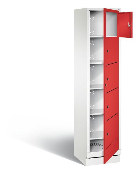 C+P wasautomaat Evolo, H1800xB420xD500mm, kleur: verkeerswit / vuurrood, 48160-105 S10116