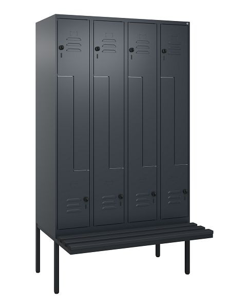 C+P Z-Spind Classic PLUS, bank, 8 vakken, 2120x1200x815mm, 7016/7016, veiligheidsdraaisluiting, 0800437-408 S10042