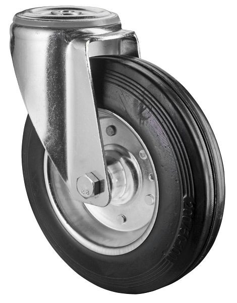 BS rollen transportrol, wielbreedte 50 mm, wiel-Ø 200 mm, draagvermogen 200 kg, loopvlak zwart rubber, wiellichaam stalen velg, rollager, L101.B55.200
