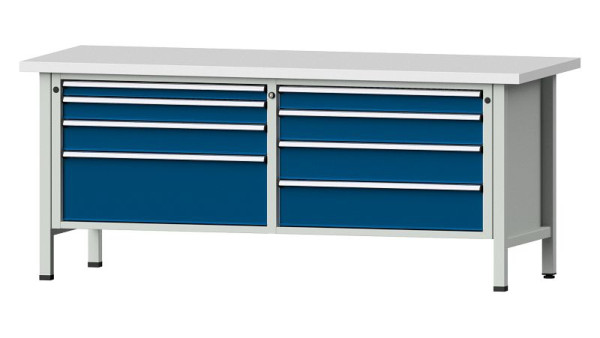 ANKE werkbanken kistwerkbank, model 144 VX, 2000 x 800 x 840 mm, RAL 7035/5010, KSP 40 mm, 330.164