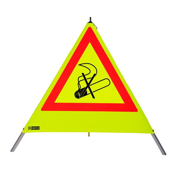 NESTLE waarschuwingspiramide 90cm WAPY 90RG, licht frame met centrale voet, folie retro geel, sigaret, 19607001